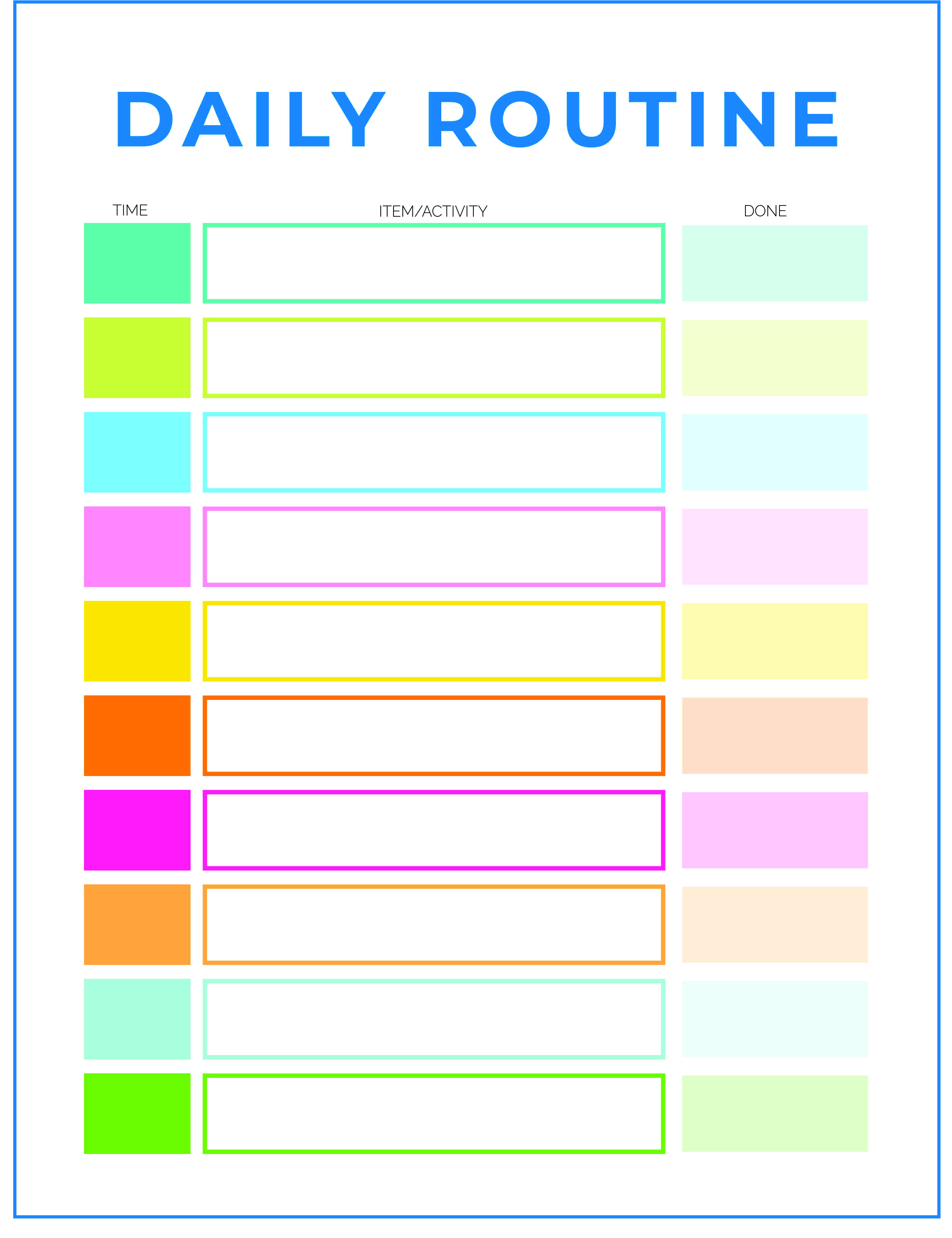 Daily Routine Chart Printable - Image to u